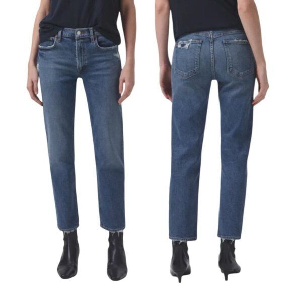 AGOLDE Kye Mid Rise Straight Crop Blue Jeans Size 23 Notion medium wash NWT NEW - Picture 1 of 16